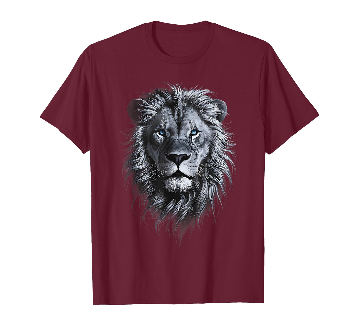 Lion Head With Blue Eyes Black art for lions lover Animals T-Shirt