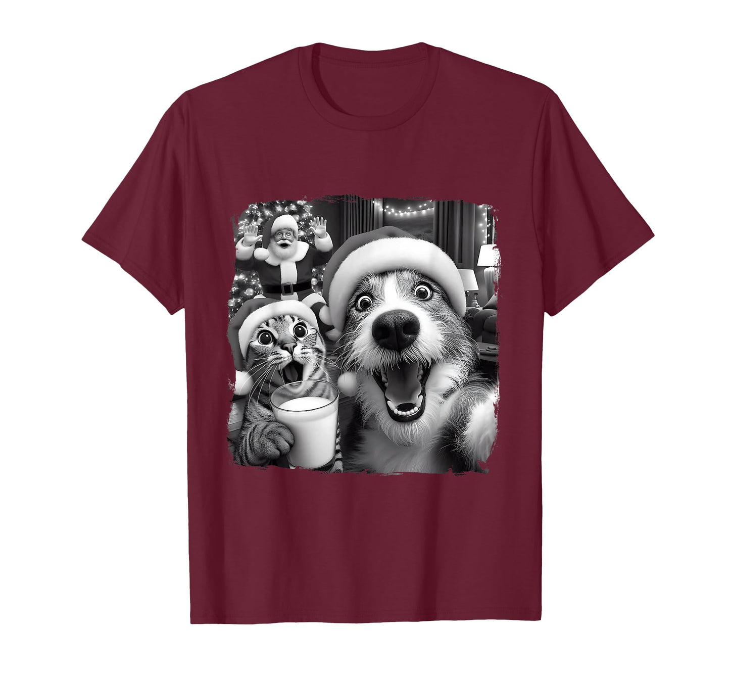 Santa Christmas Funny Cat Taking Selfie Racoon Xmas Holiday T-Shirt