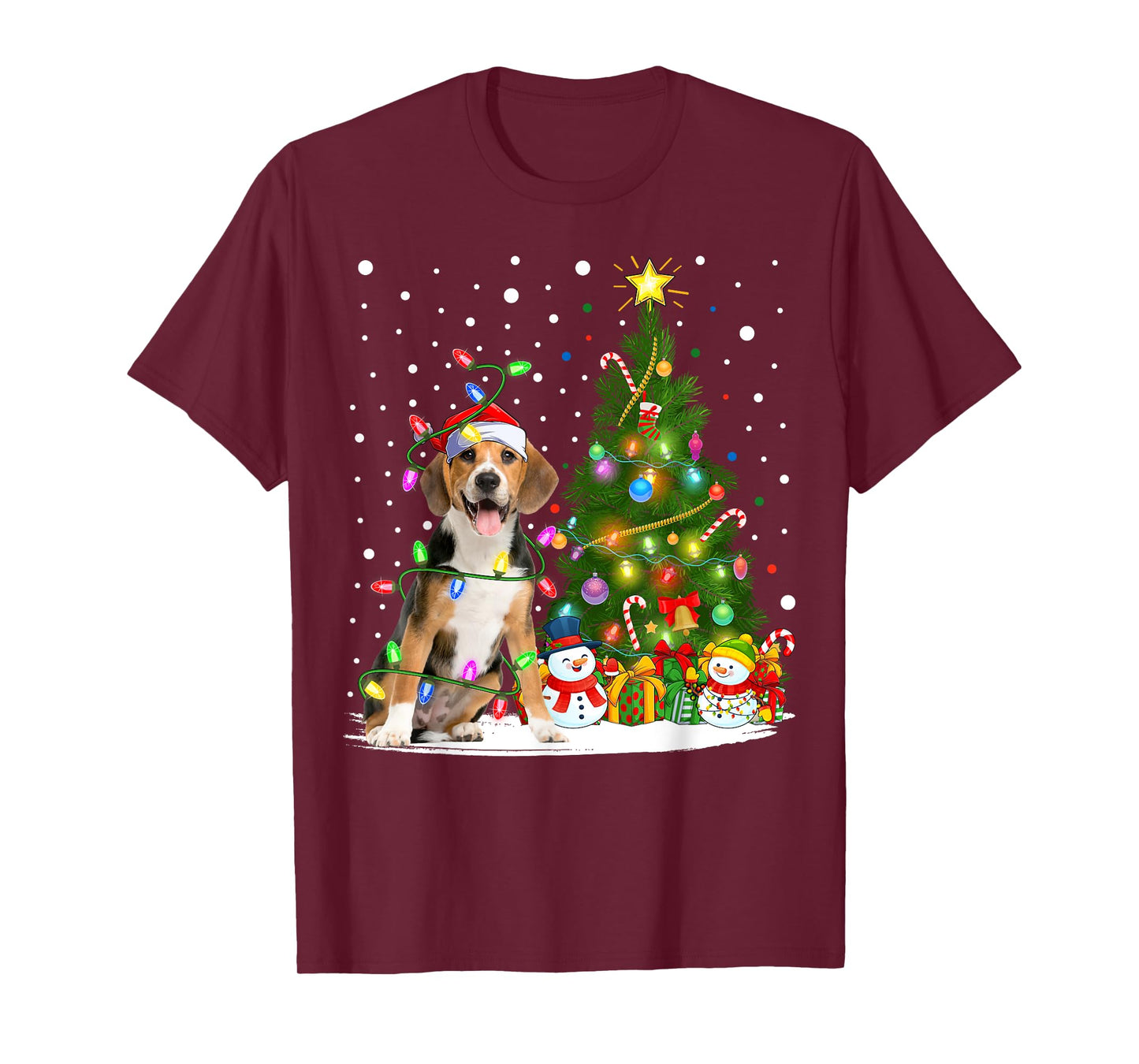 Santa Beagle Dog Xmas Tree Lighting Beagle Christmas Men Women Kids T-Shirt
