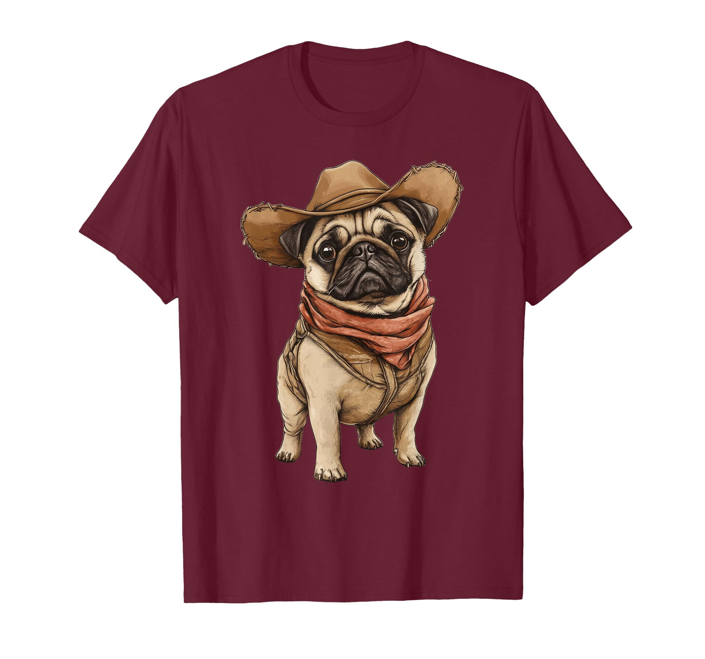 Pug Dressed As A Cowboy Funny Dog Pug T-Shirt