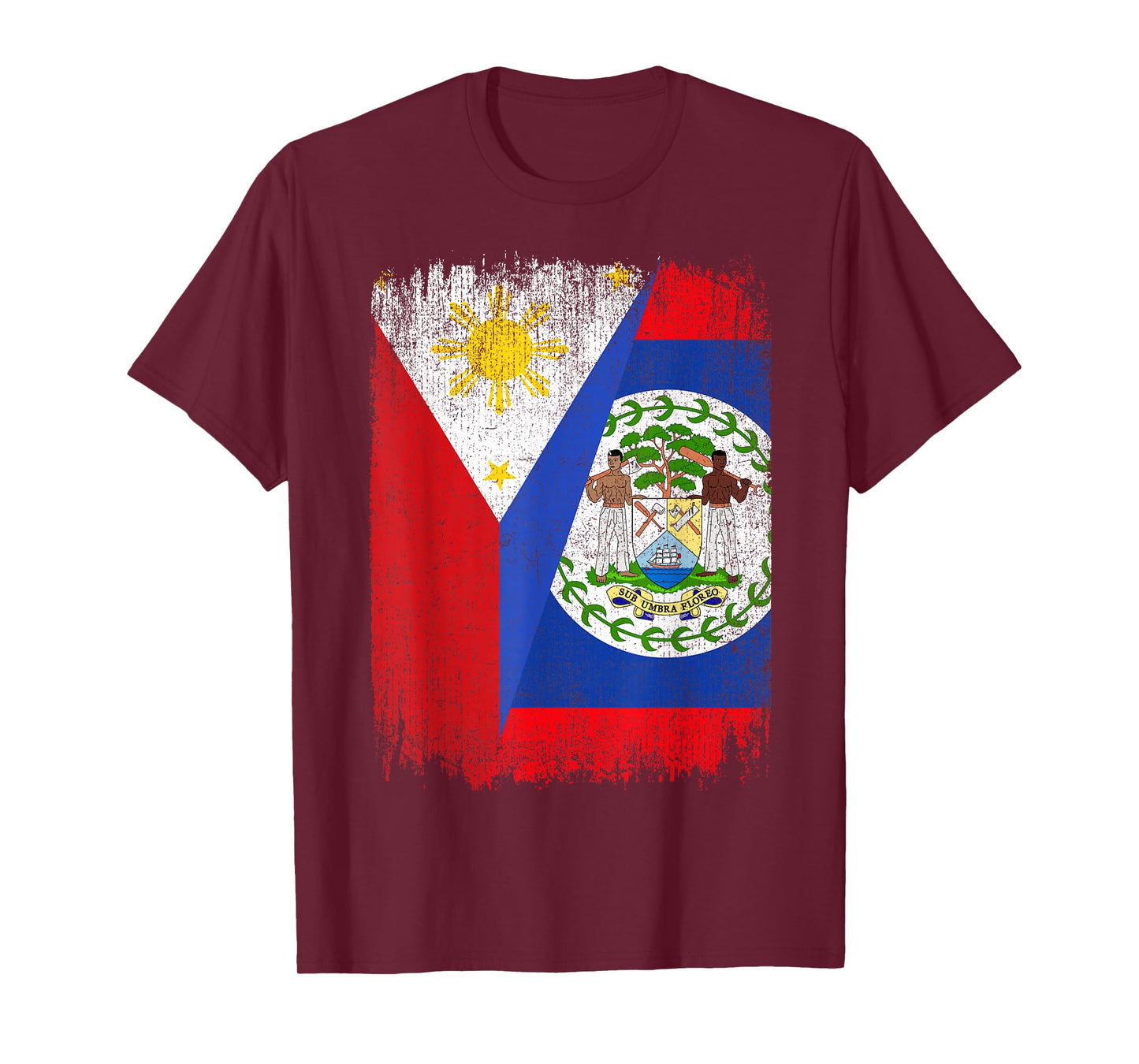 Half Philippines Belize Flag Filipino Belizean Roots T-Shirt
