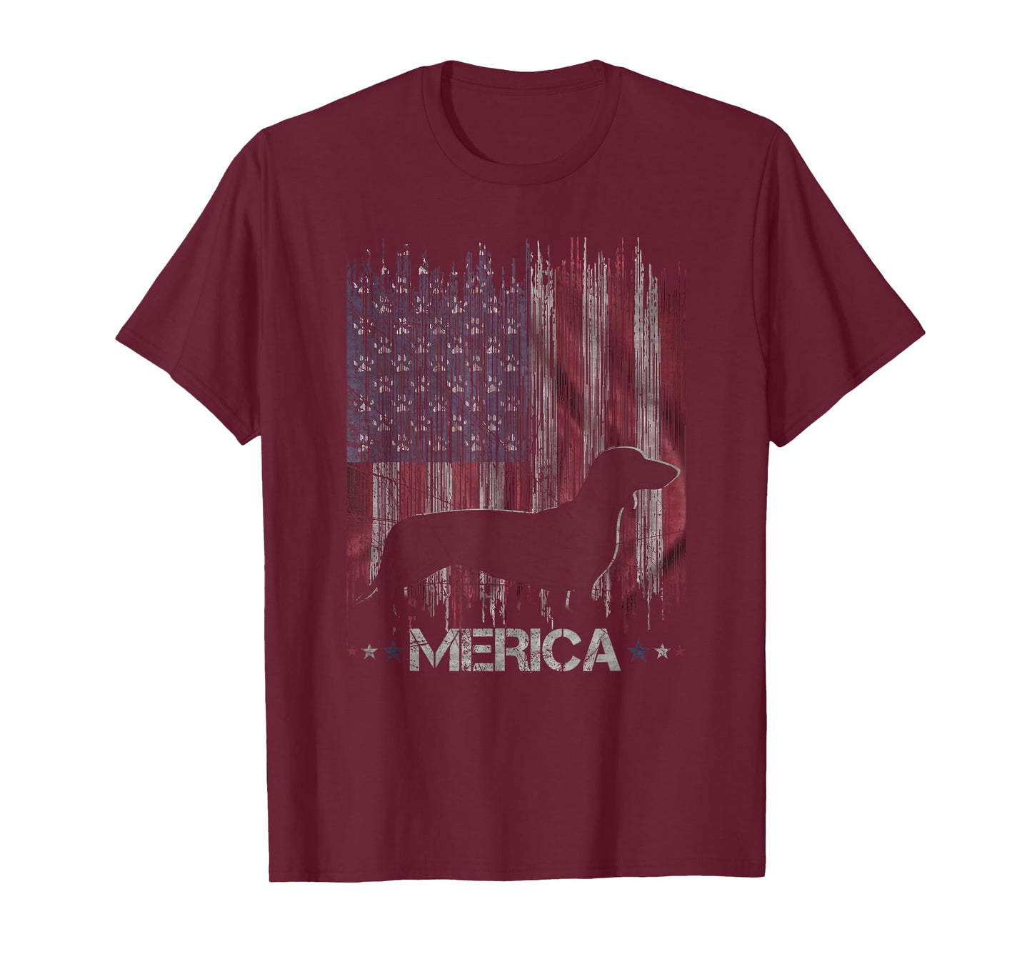 Vintage Dachshund Dog, Merica Weiner Dog USA Flag T-Shirt