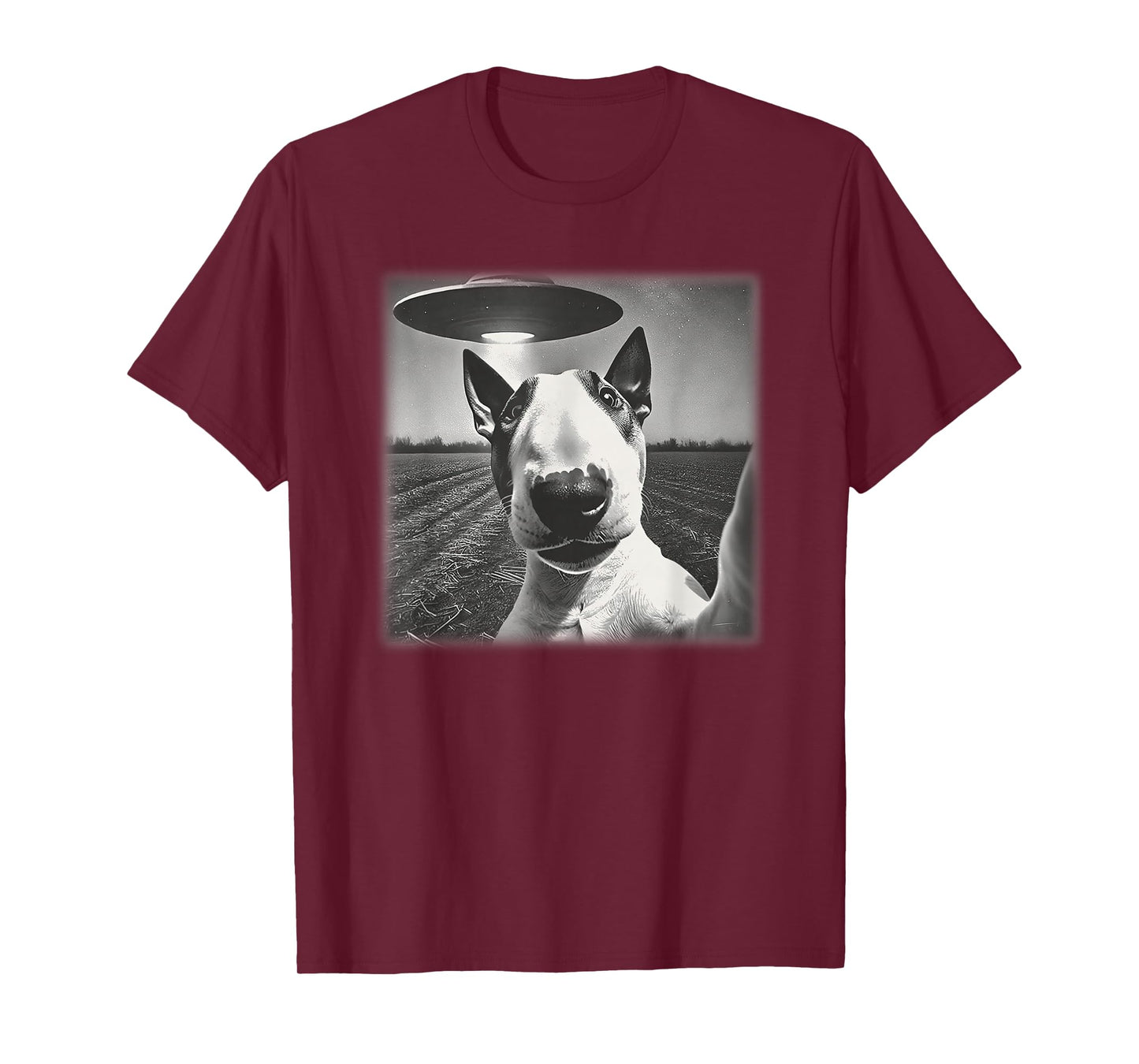 Vintage English Bull Terrier UFO Alien Selfie Dog Mom Dad T-Shirt