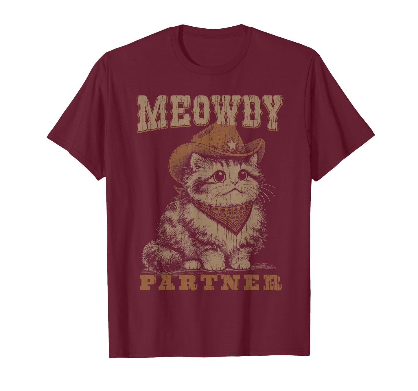 Meowdy Partner Funny Cat Cowboy Vintage Graphic T-Shirt