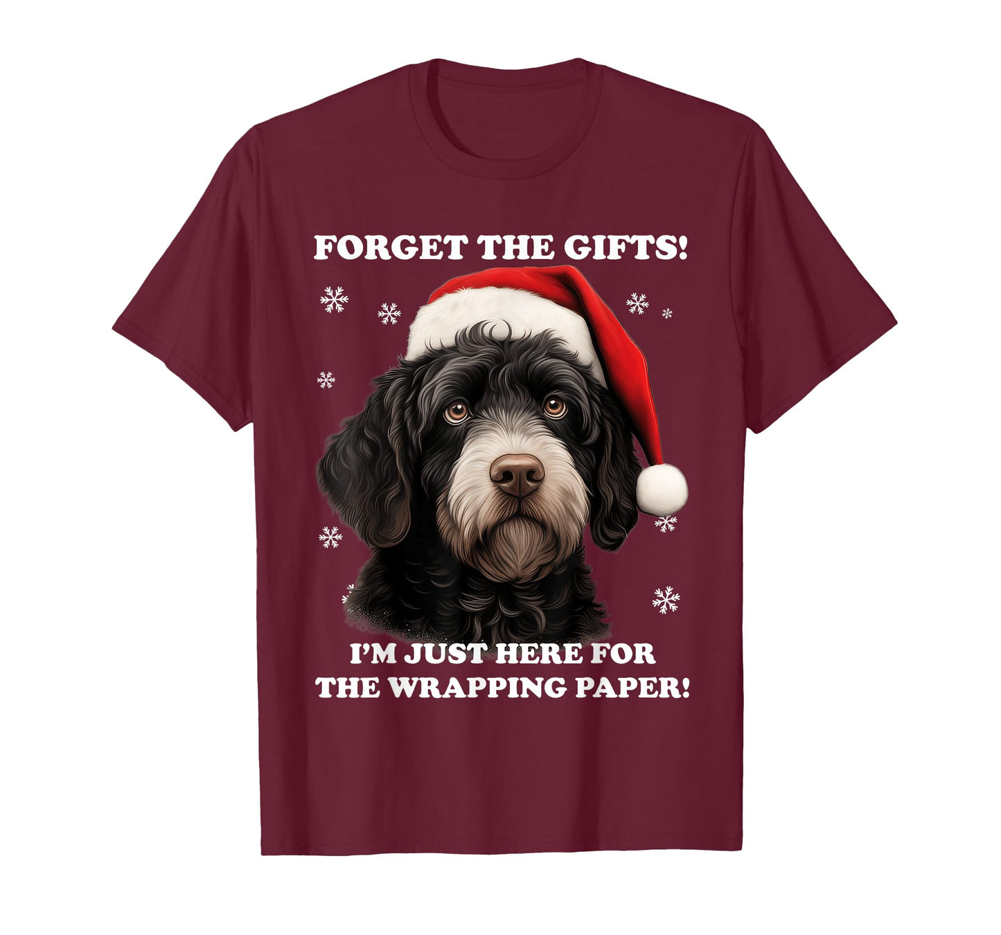 Portuguese water dog with Christmas hat Funny dog Christmas T-Shirt