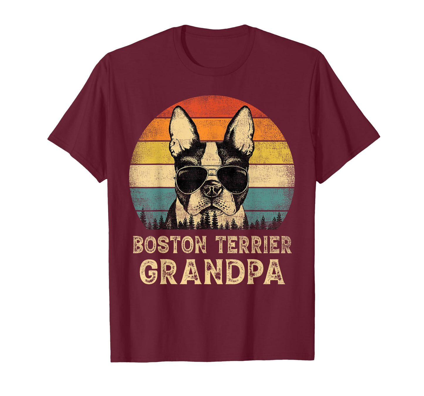 Vintage Boston Terrier Grandpa Dog Lovers Father's Day T-Shirt