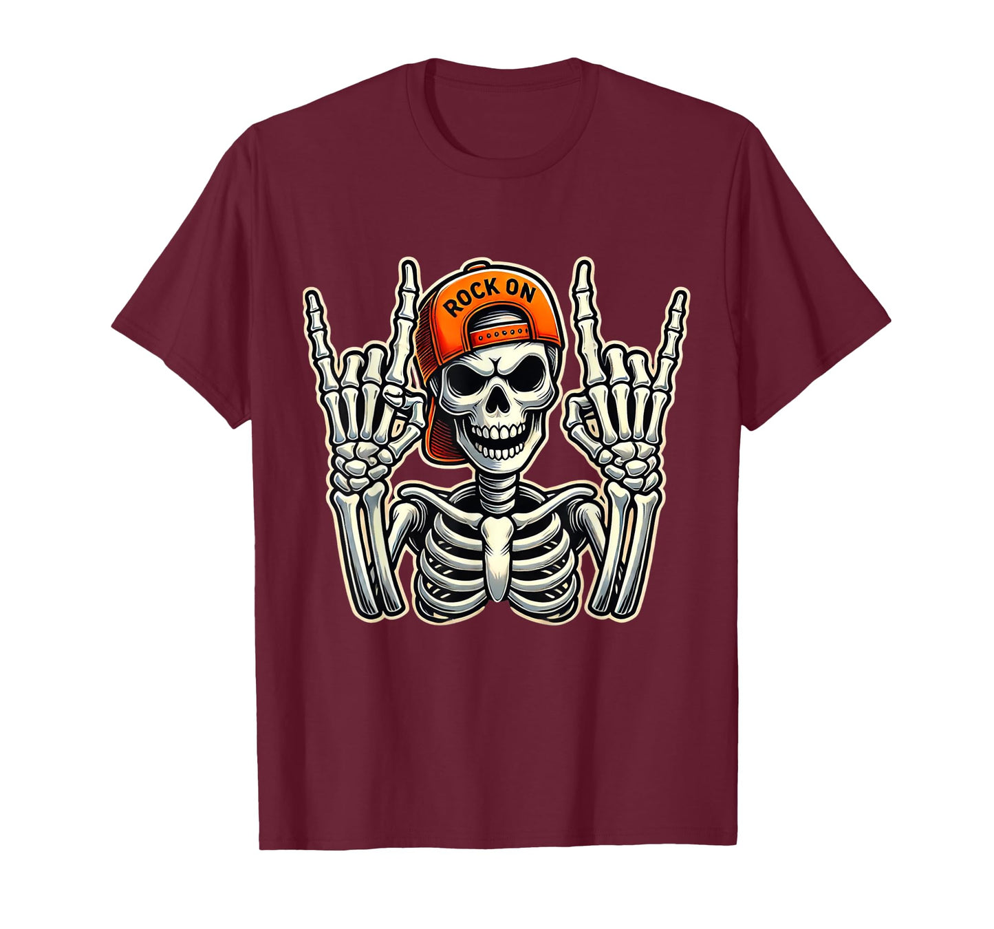Cool Skeleton Rocker Skater Cap Halloween Punk Rock T-Shirt