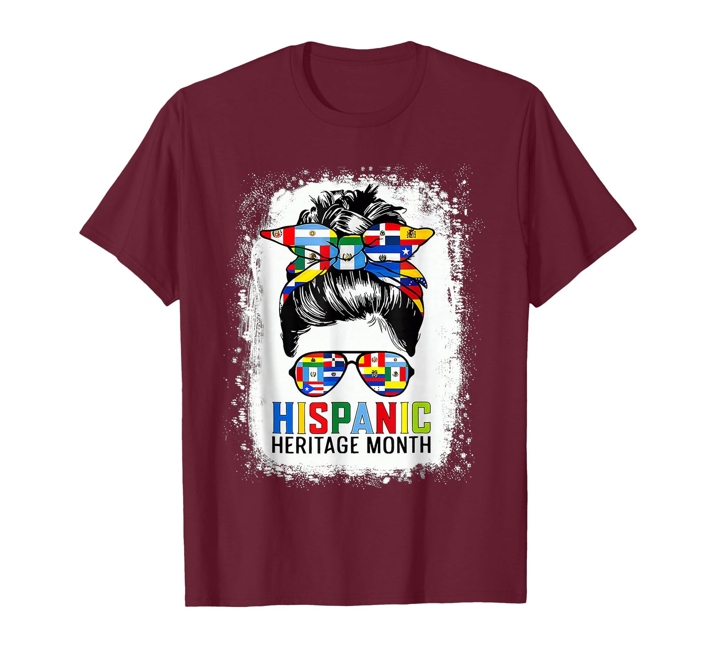 National Hispanic Heritage Month Messy Bun All Countries T-Shirt