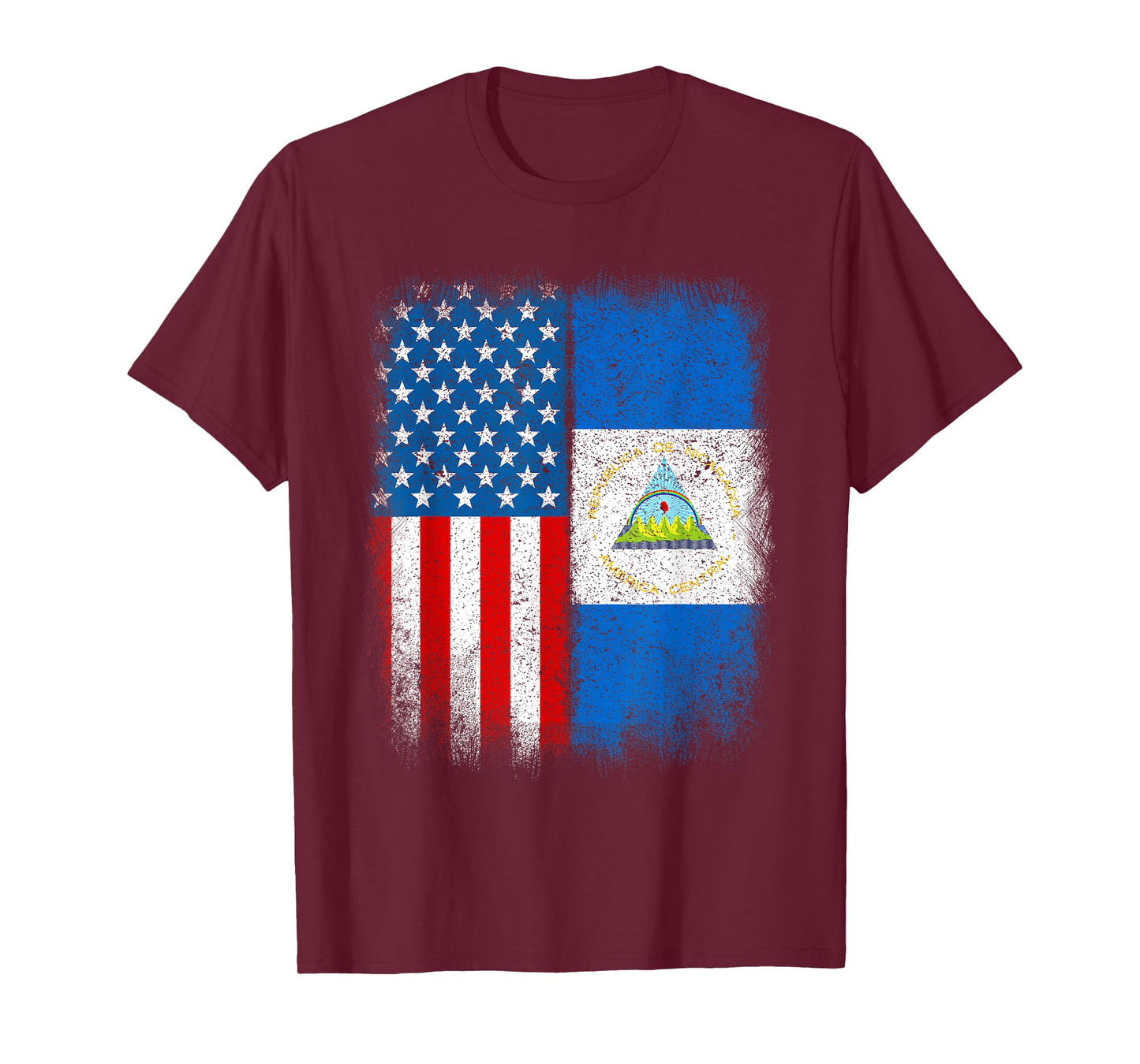 Vintage Half Nicaraguan American Flag Usa Nicaragua Country T-Shirt