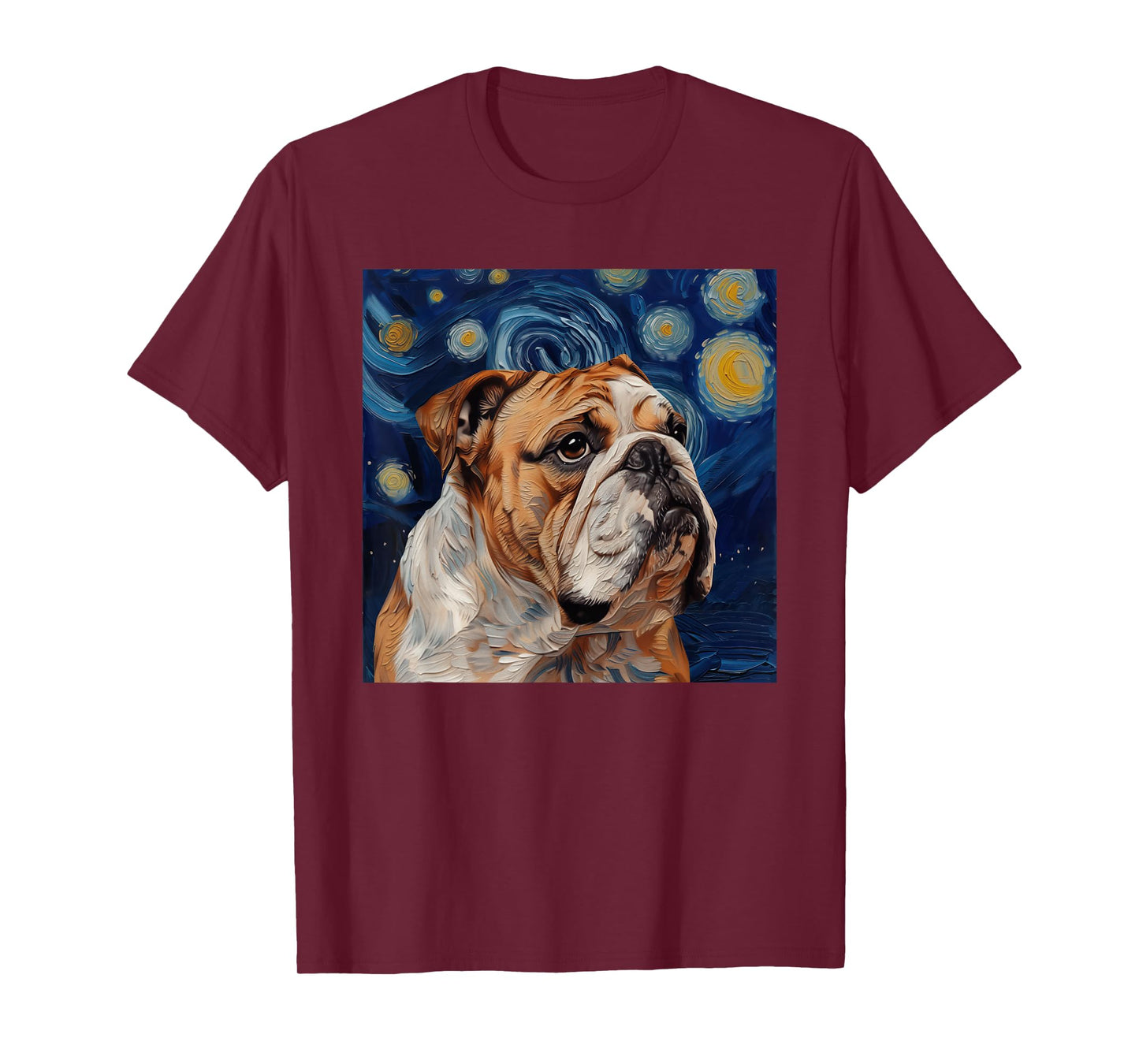 Bulldog Dog Van Gogh Style Starry Night T-Shirt