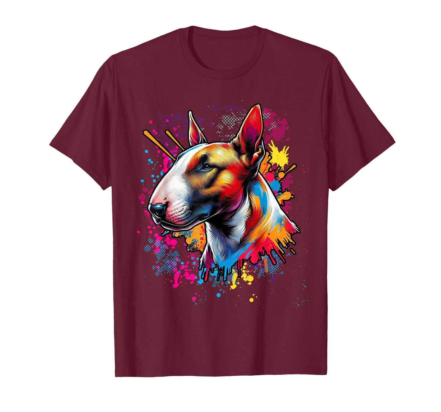 Bull Terrier Lovers Designs Unisex-Adults Bull Terrier Lovers Pop Art Funny Bull Terrier T-Shirt - Black - Small - Short Sleeve - Classic Fit - Pop Art Graphic T-Shirt