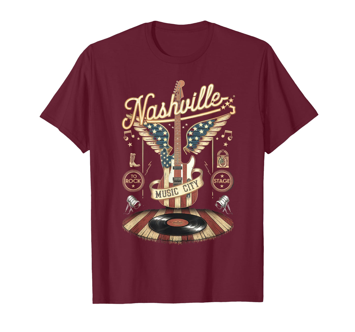Nashville Music City Tshirt Women Men Tennessee Rock Country T-Shirt