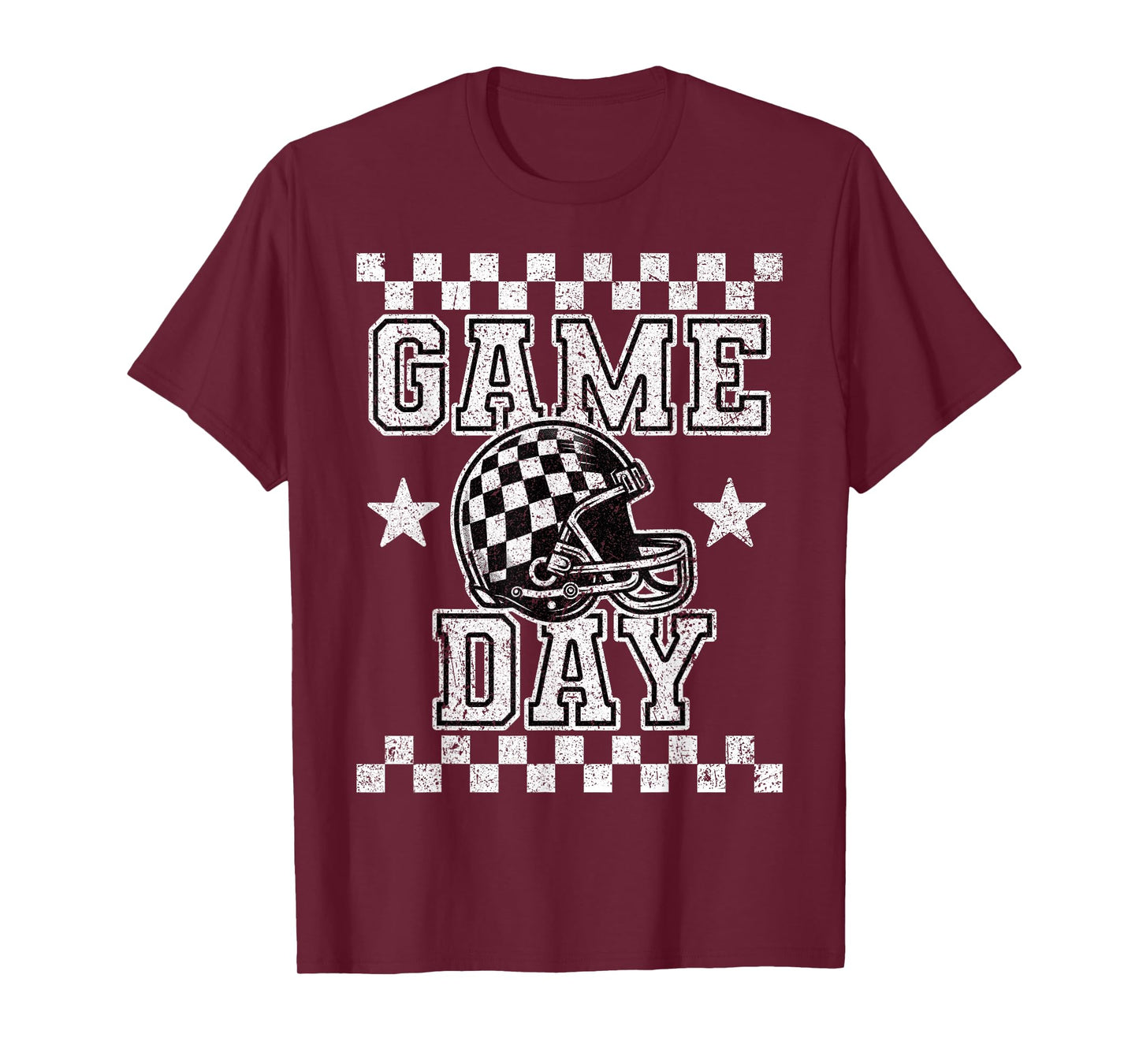 Retro Croquette Black White Checkered Football Game Day T-Shirt