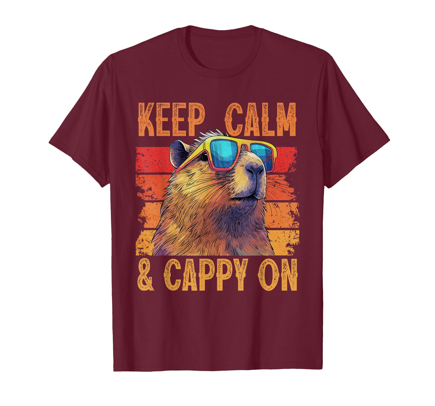 Keep Calm and Cappy On Funny Retro Vintage positive Capybara T-Shirt