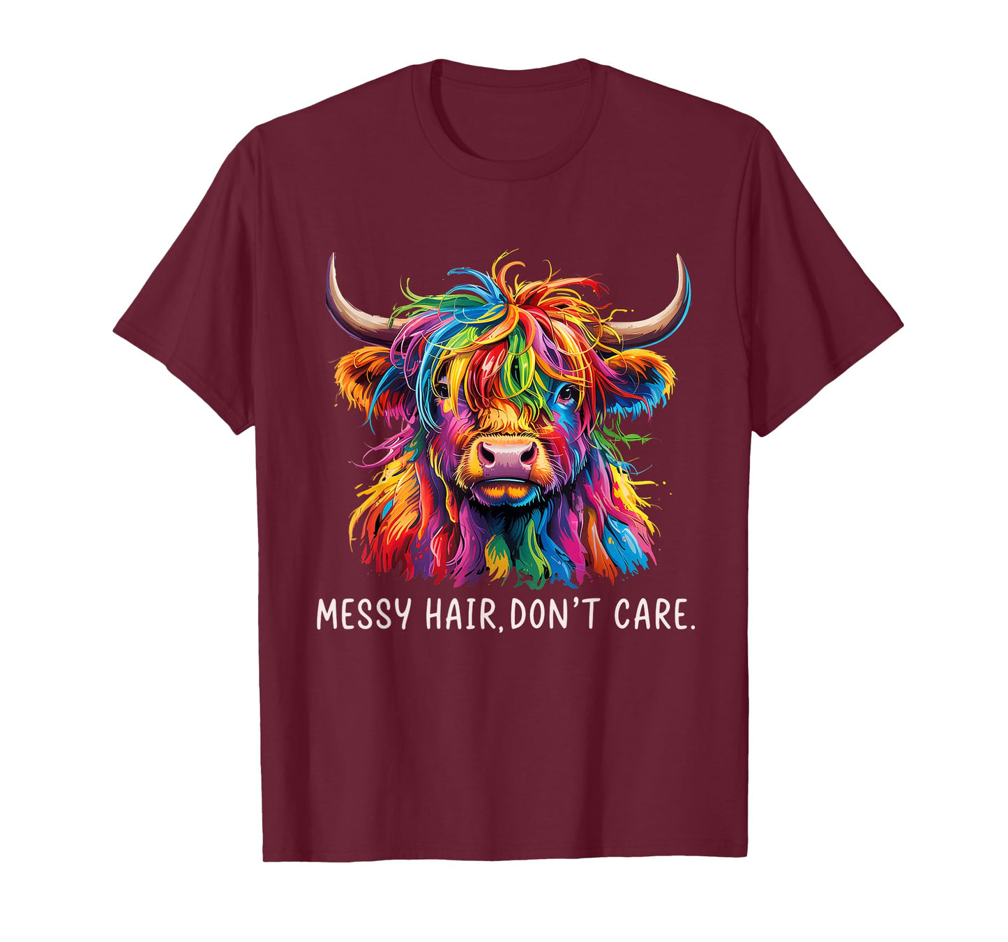 Scottish Highland Cow Messy Hair Heifer Country Farmer Girls T-Shirt