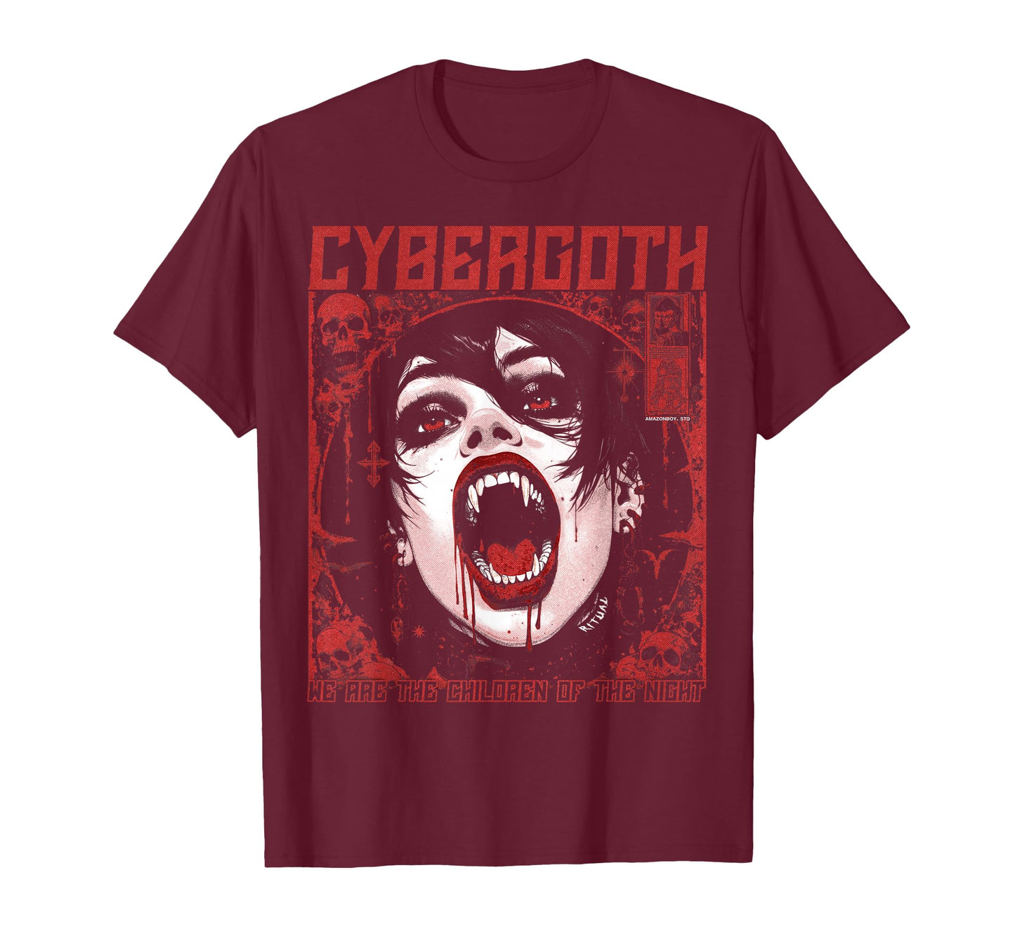 Cybergoth Creepy Manga Anime Gothic Vampire Alt Goth Grunge T-Shirt
