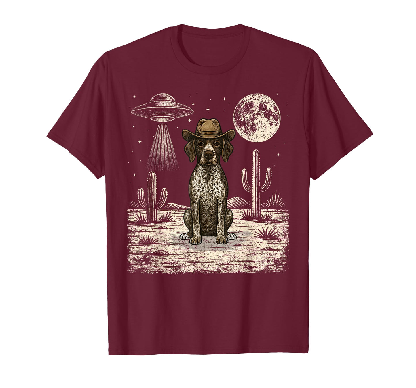 Funny German Shorthaired Pointer Cowboy Western Dog UFO T-Shirt