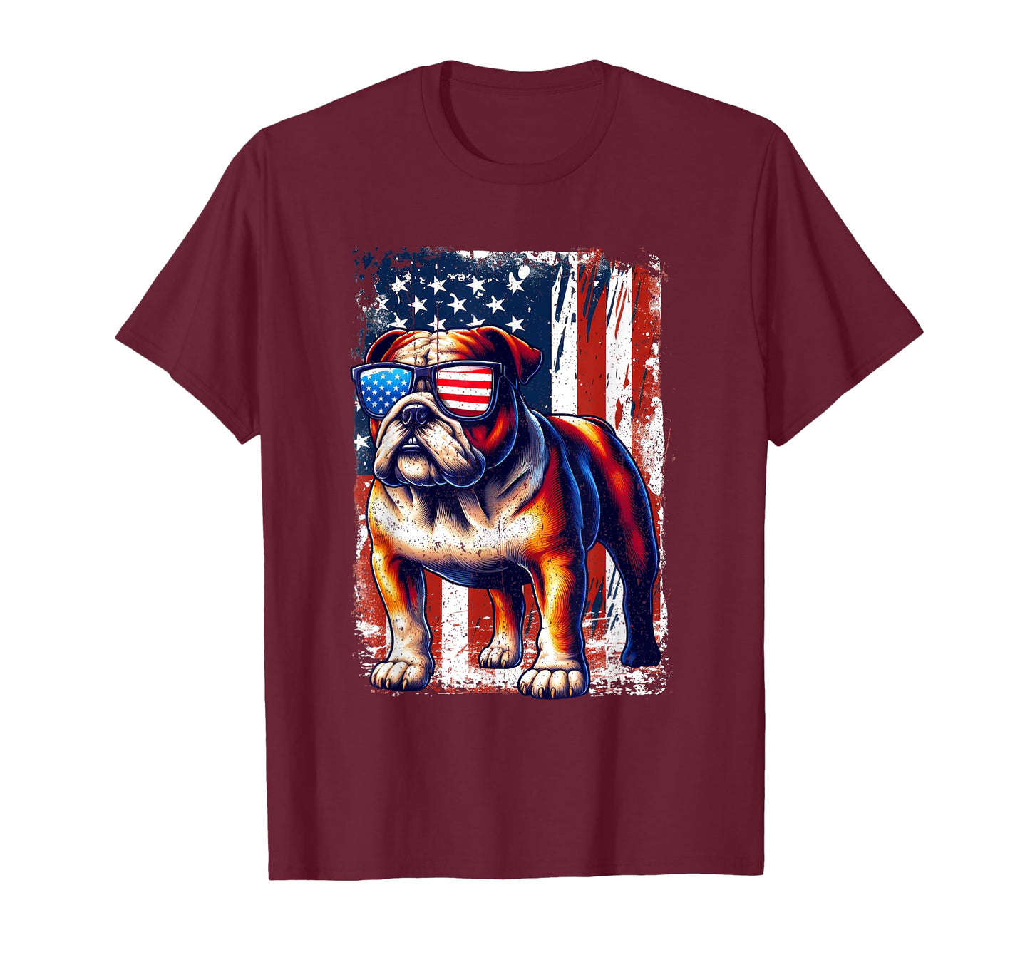Vintage Bulldog Lovers American Flag Pets Dogs USA US Outfit T-Shirt