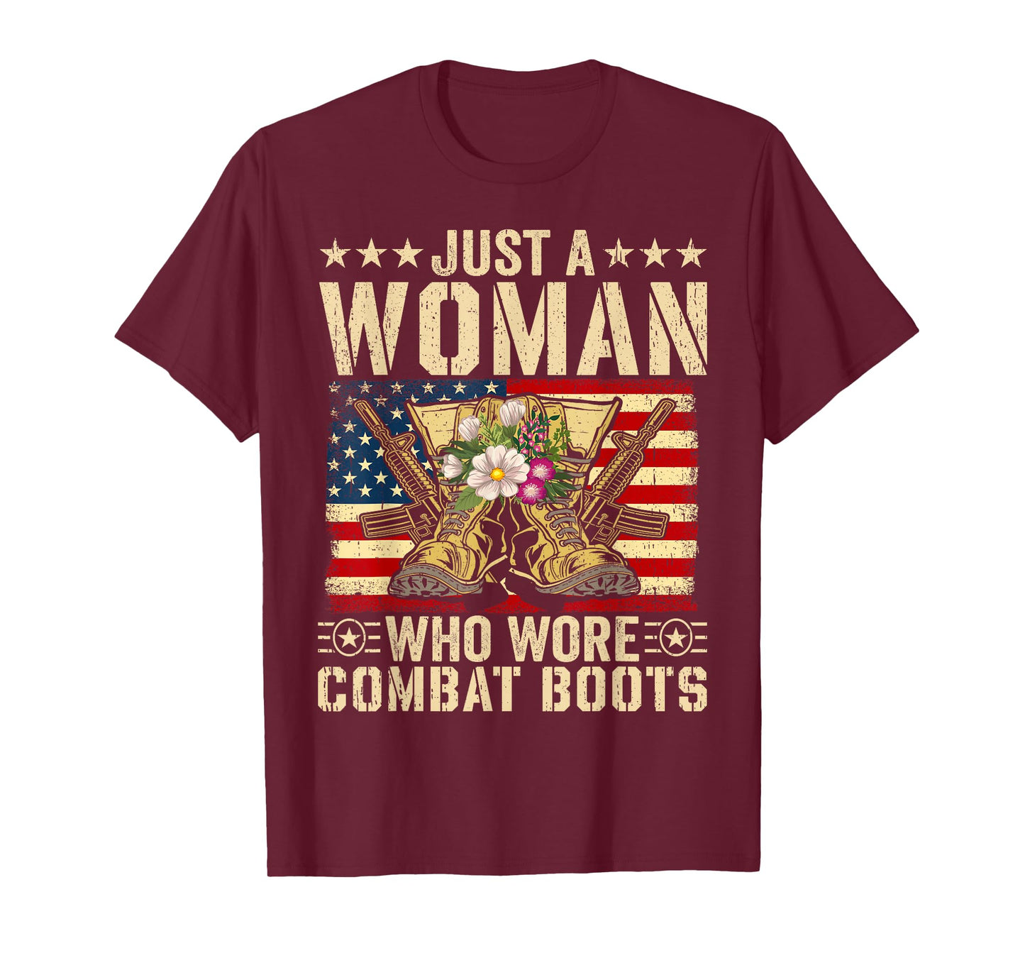 Just a Woman Who Wore Combat Boots USA Military Veteran T-Shirt