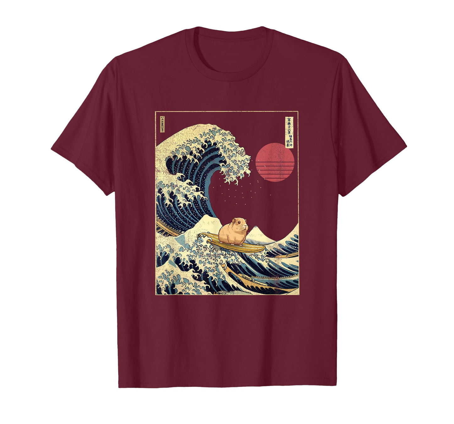 Guinea Pig Kanagawa Wave Funny Surf Animal T-Shirt