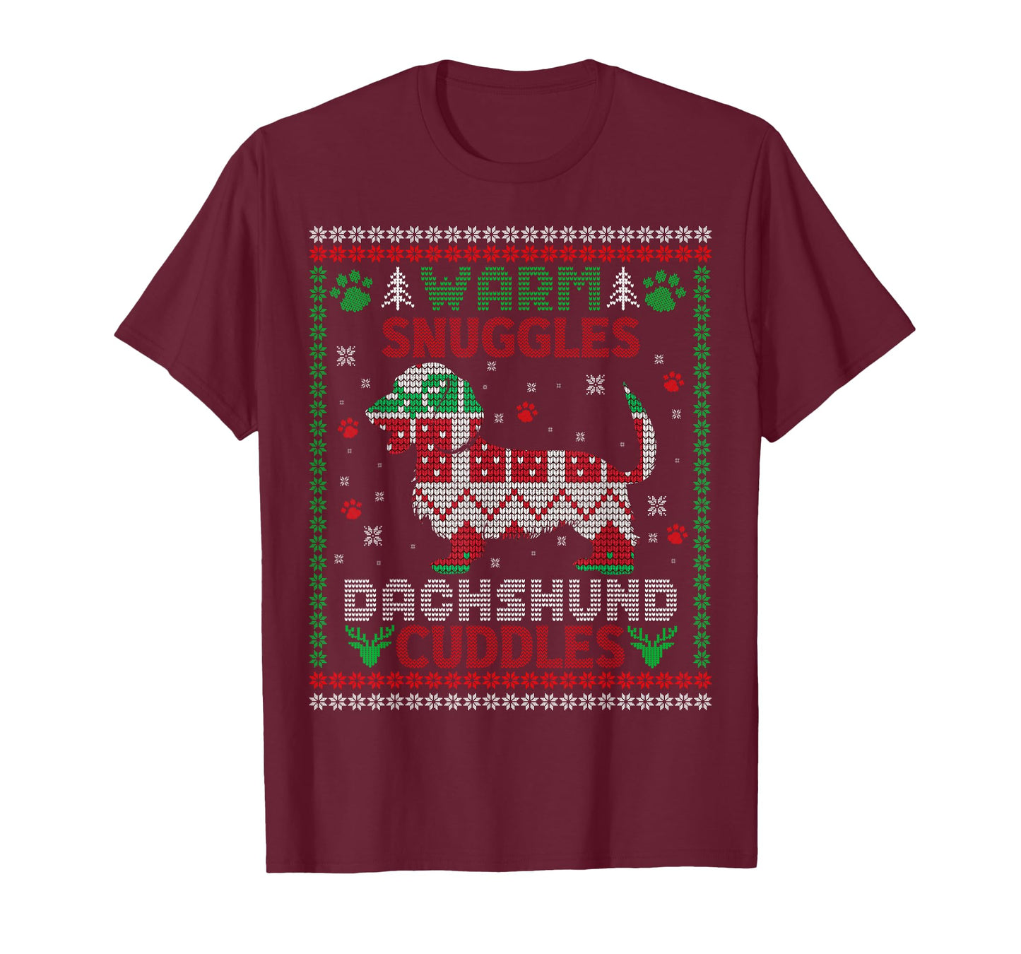 warm snuggles dachshund cuddles Christmas xmas weenie weiner T-Shirt