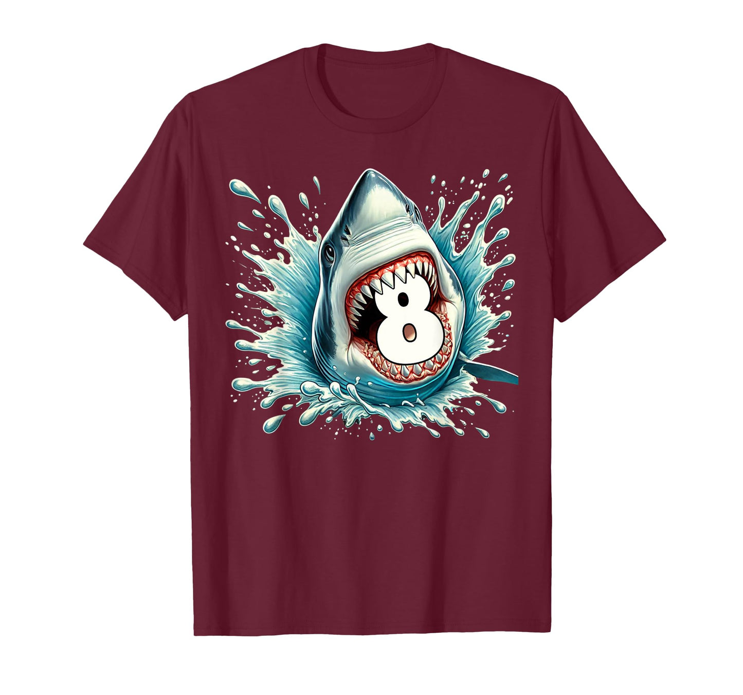 Funny 8th Birthday Eight Years Old Bday Shark Lover T-Shirt