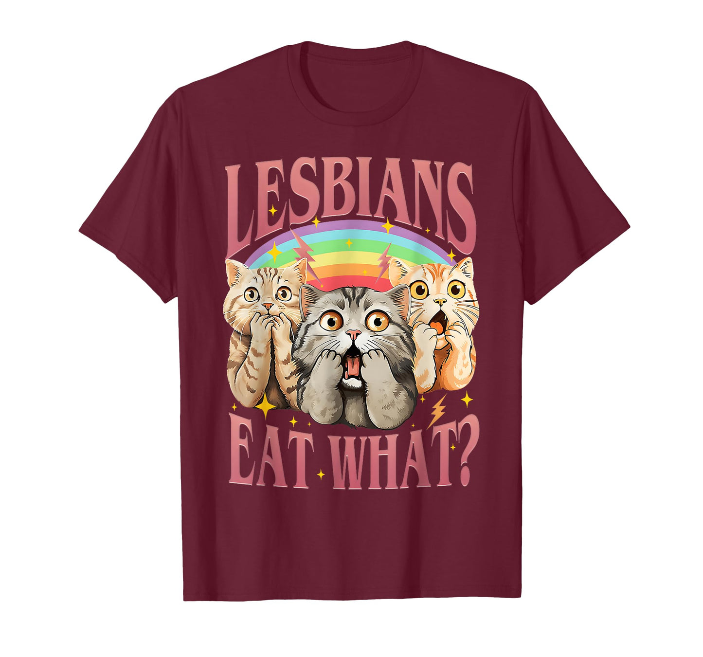 Retro Lgbt Eat What Cat Lesbian Pride Month Equal Rights T-Shirt for Men Women