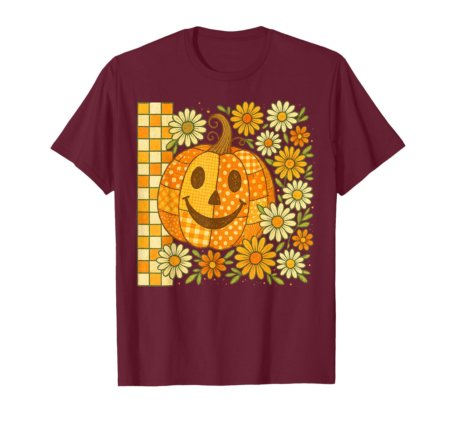 Funny Pumpkin Floral Fall Vibes Funny Thanksgiving T-Shirt