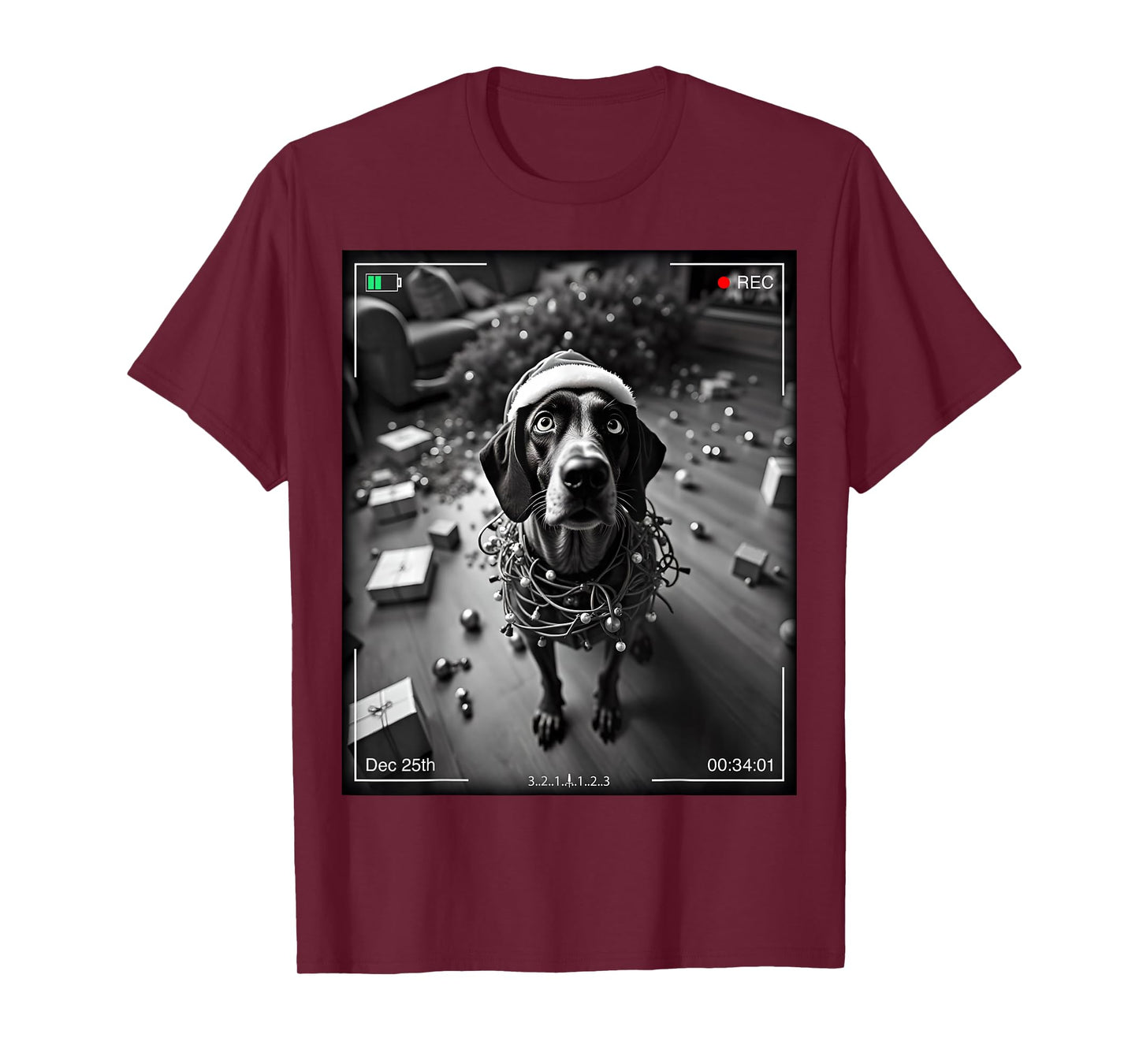 Christmas German Shorthaired Pointer Caught On Camera T-Shirt