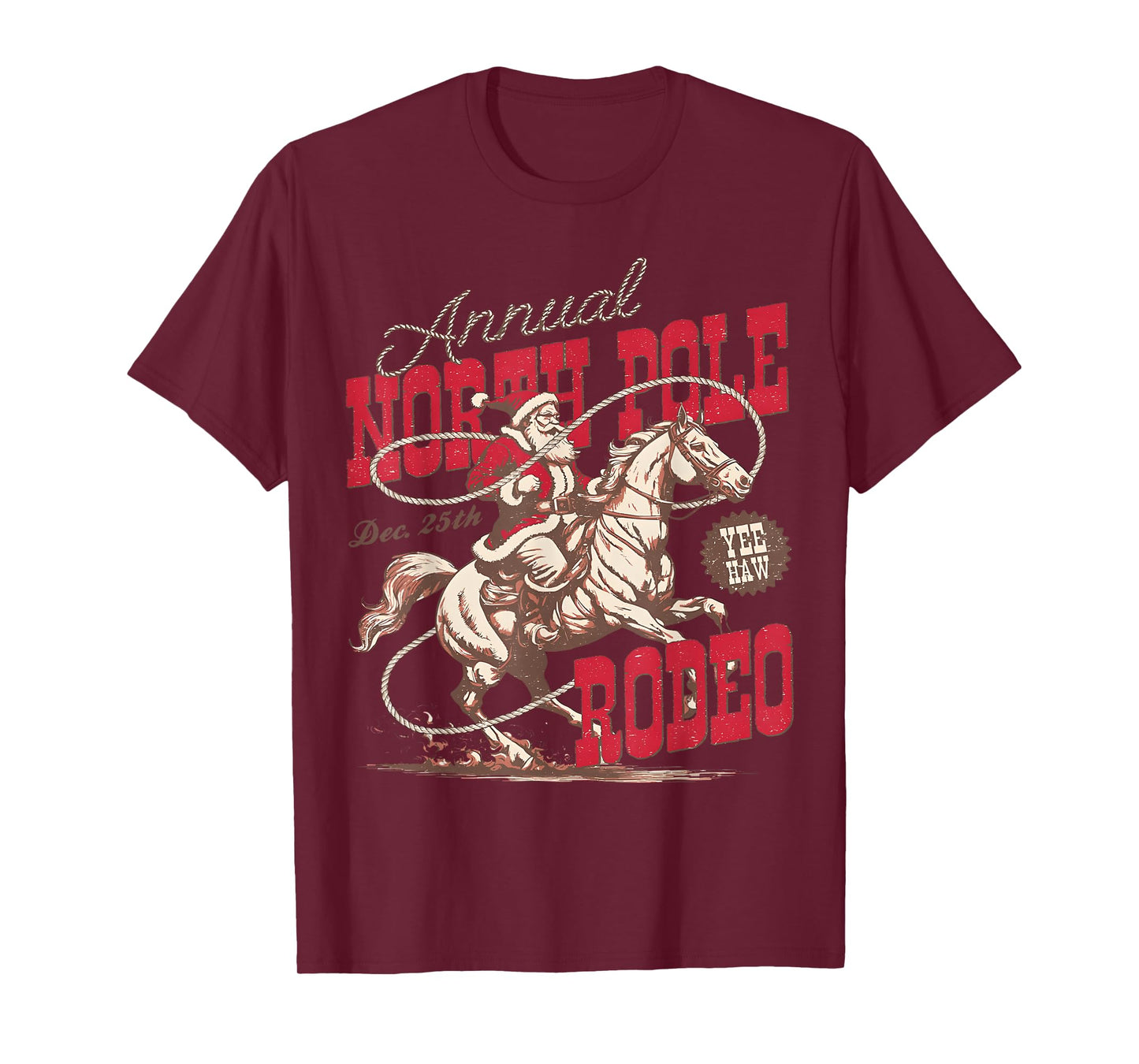 Annual North Pole Rodeo Cowboy Santa Howdy Christmas T-Shirt
