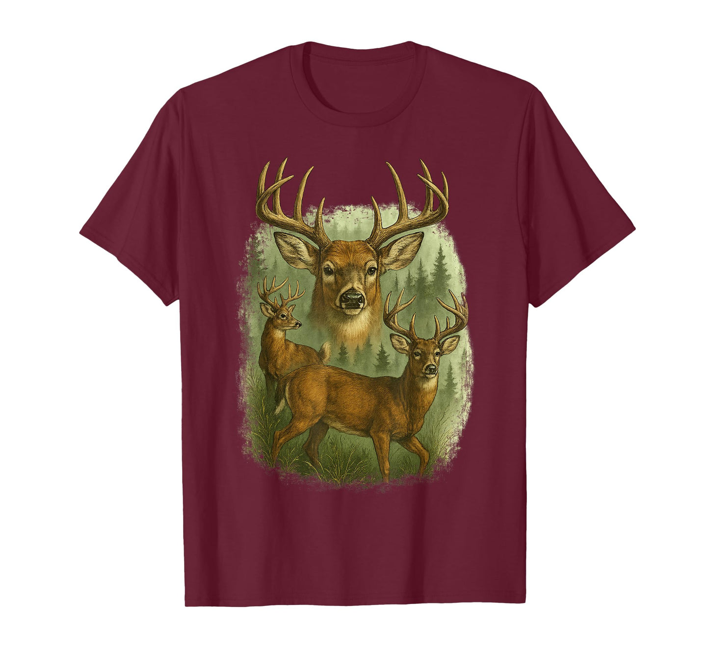 Vintage Deer Graphic Grunge Tee Forest Wildlife Hunting T-Shirt