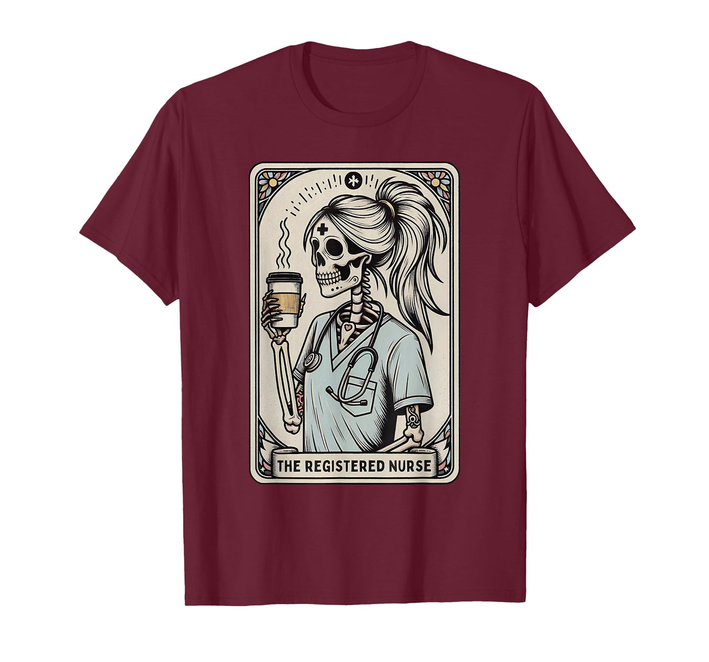 The Registered Nurse Tarot Card Skeleton Happy Halloween T-Shirt