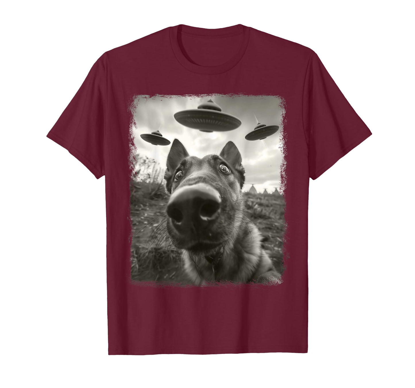 German Shepherd Dog UFO Alien Extraterrestrial Selfie T-Shirt
