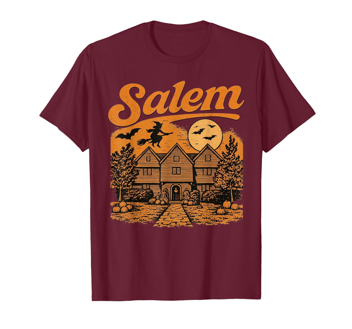 Salem Massachusetts Witch House Spooky Full Moon Souvenir T-Shirt