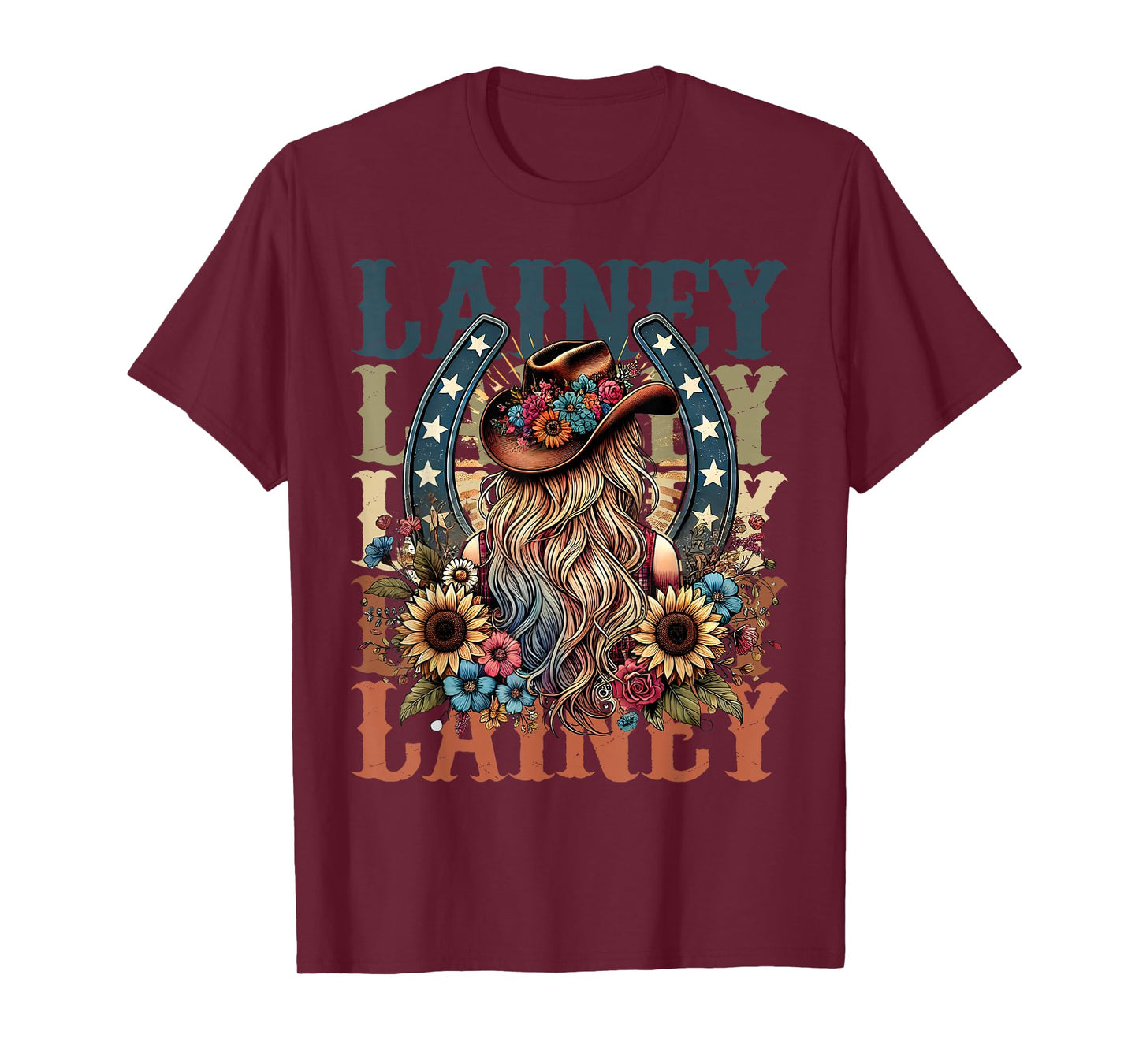 Cowgirl Lainey First Name Personalized Western Girls T-Shirt