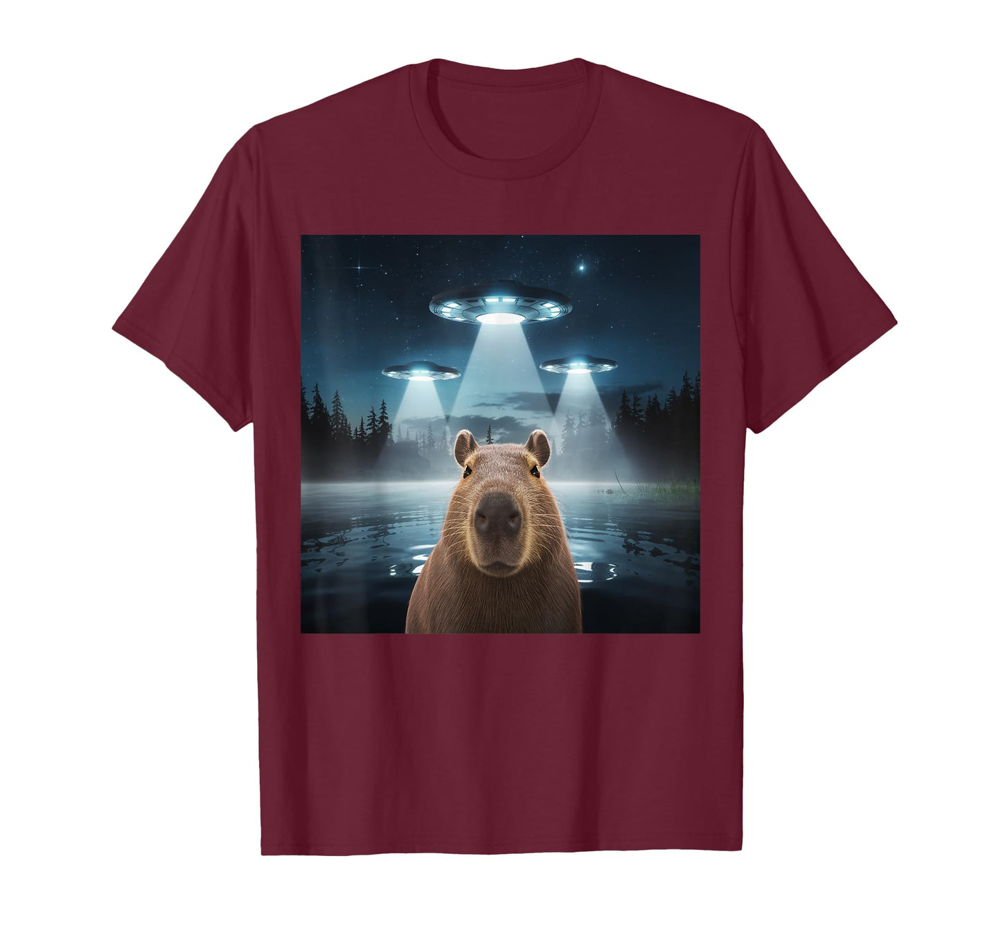 Funny Graphic Costume Capybara Selfie with UFOs Weird T-Shirt