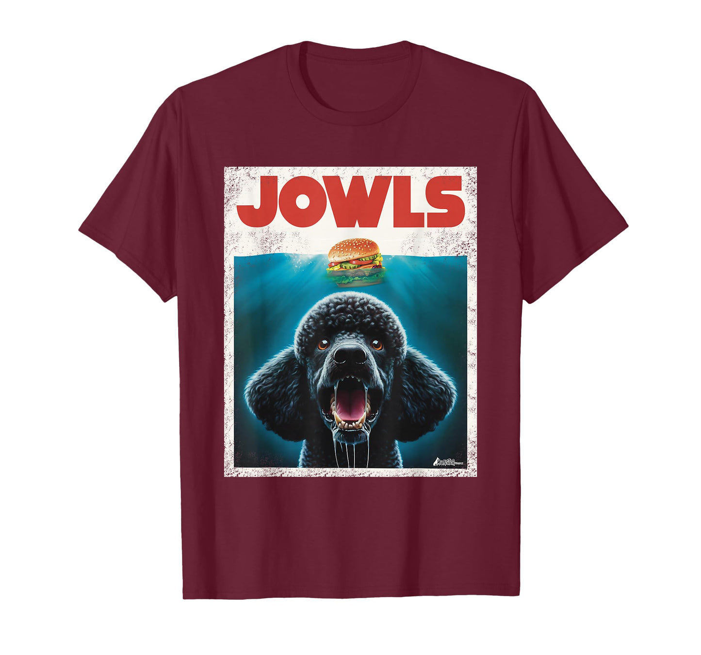 Funny Poodle Black Standard Poodle Jowls Burger Cute Dog Mom T-Shirt