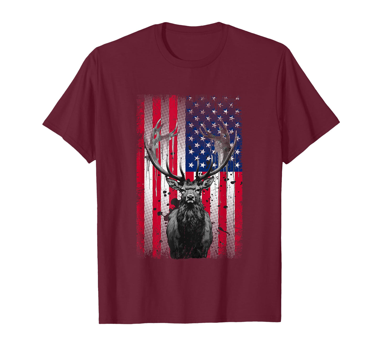 American Flag Outdoor Antlers Elk Deer T-Shirt for Women Kids Men
