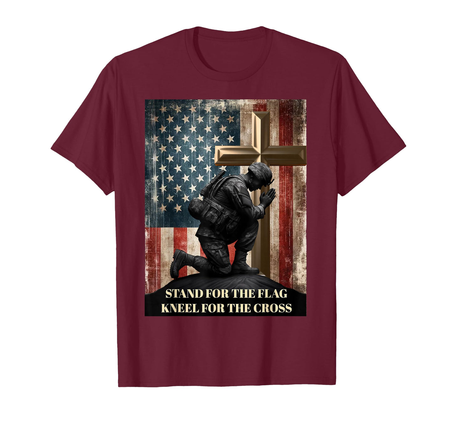 I Stand for The Flag and Kneel for The Cross US Flag USA T-Shirt