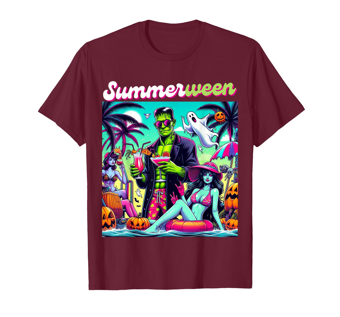 Happy Summerween Summer Halloween Holiday Beach Vibes Spooky T-Shirt