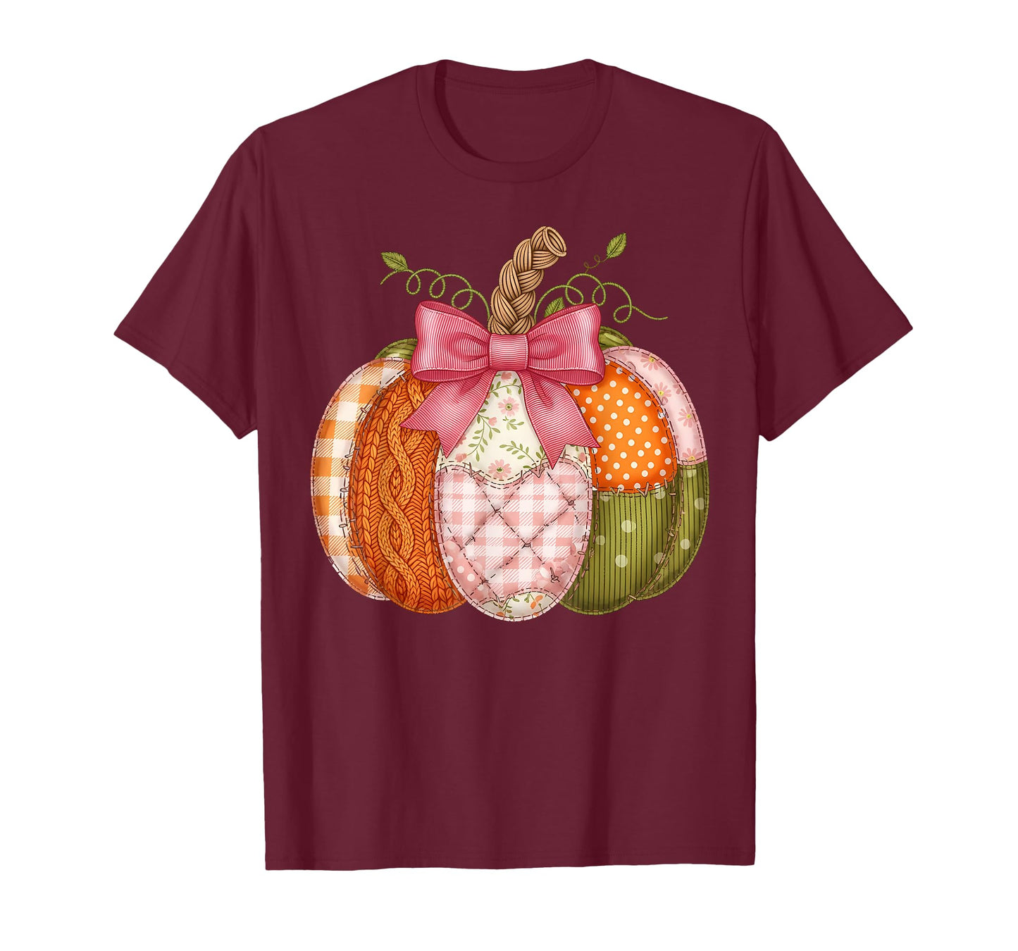Pumpkin Patchwork Retro Boho Floral Fall T-Shirt