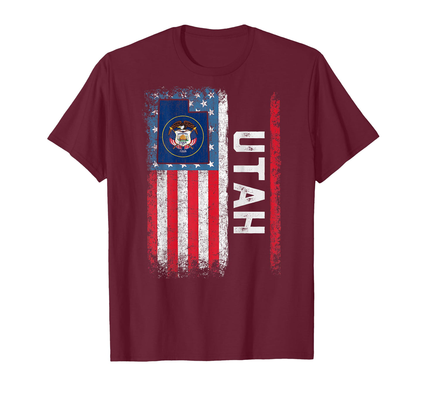 Vintage Utah State USA Flag Shirt Utah (On Back) T-Shirt