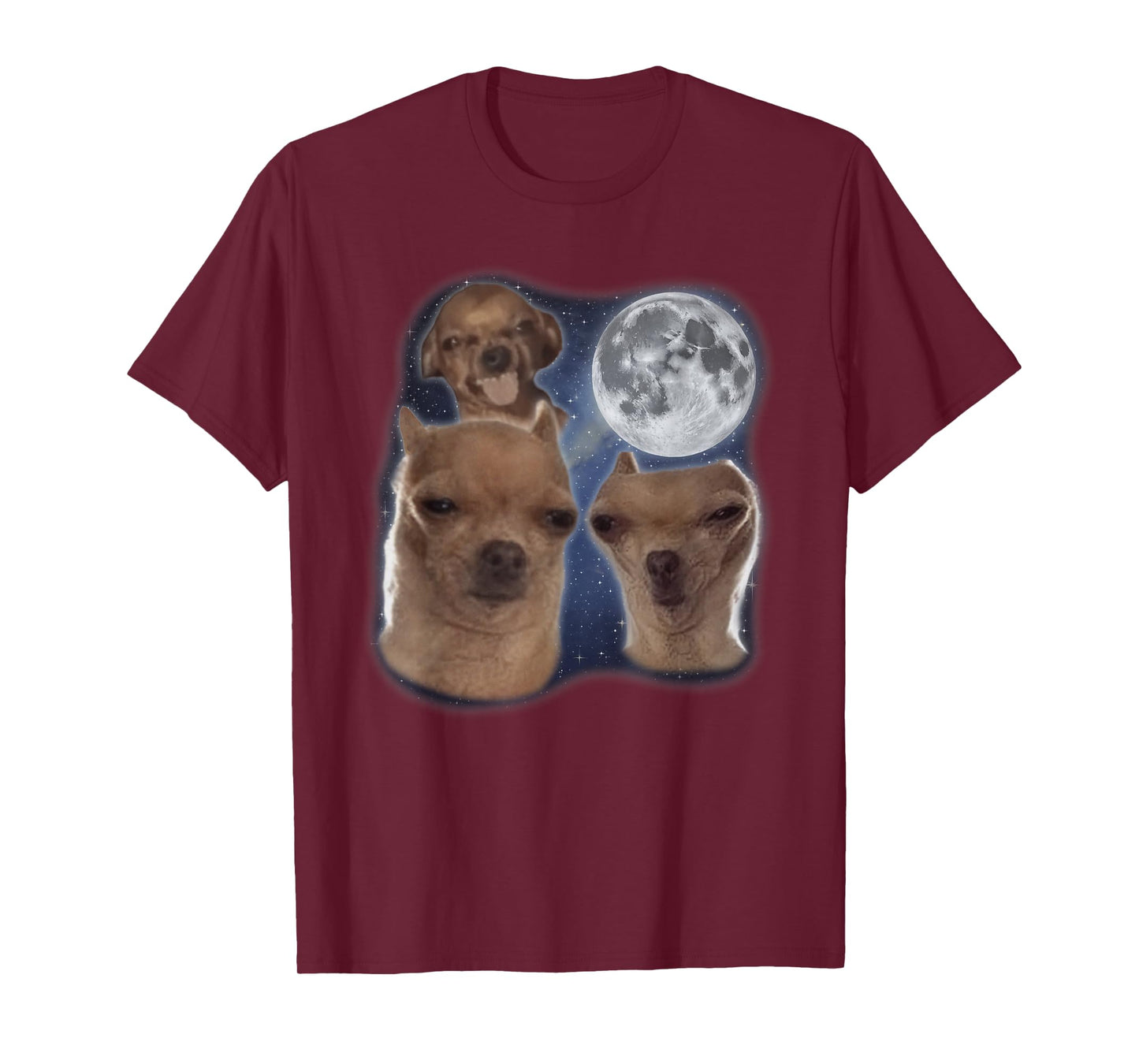Goofy Ahh Dog Moon 3 Howling At Moon Funny Weird Cursed T-Shirt