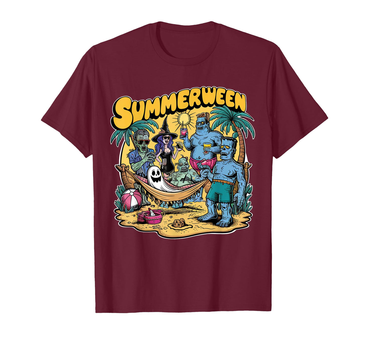 Happy Summerween Summer Halloween Holiday Beach Vibes Spooky T-Shirt