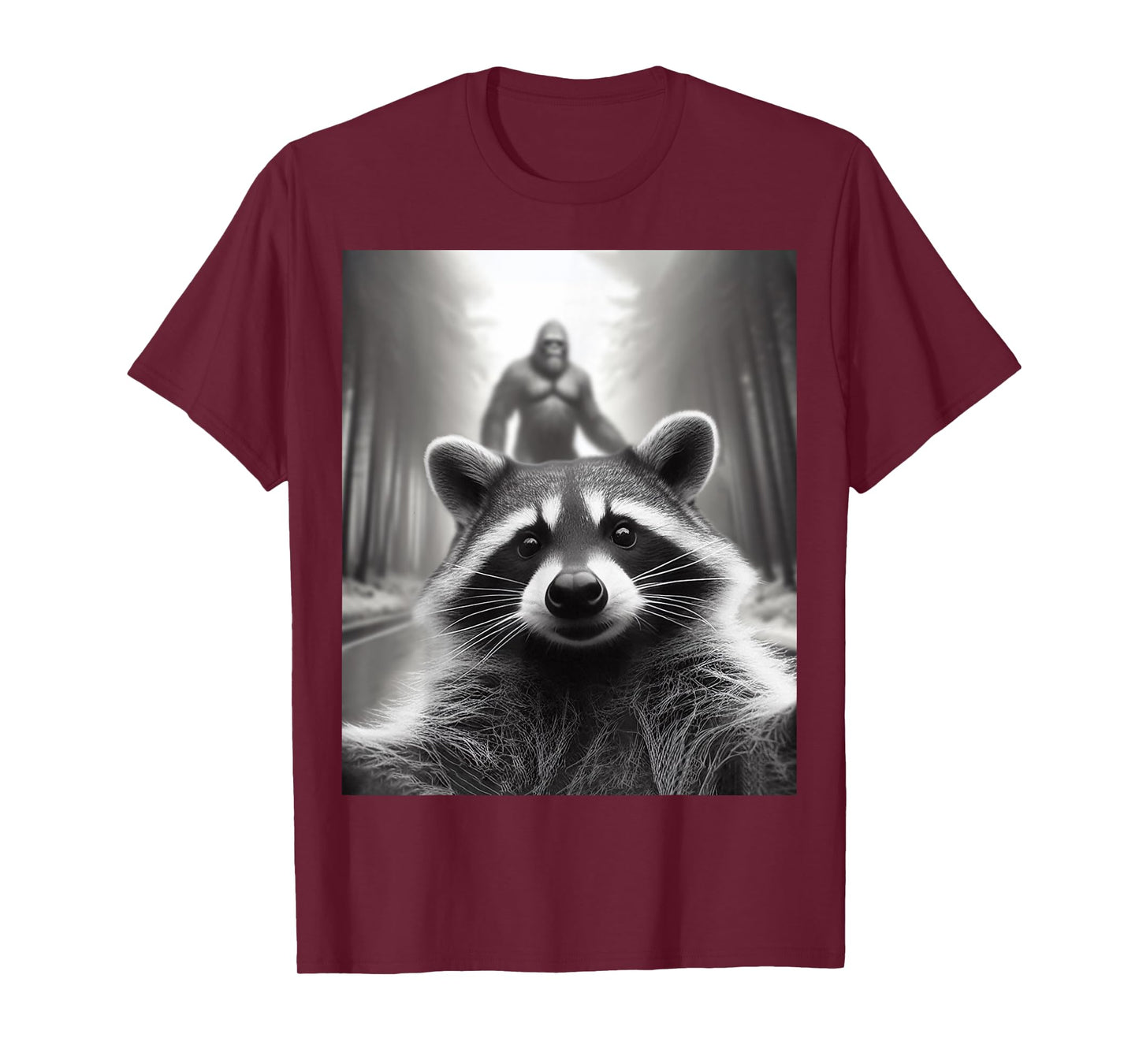 Funny Tee Scared Raccoon Selfie Bigfoot Gift Mens Womens kid T-Shirt