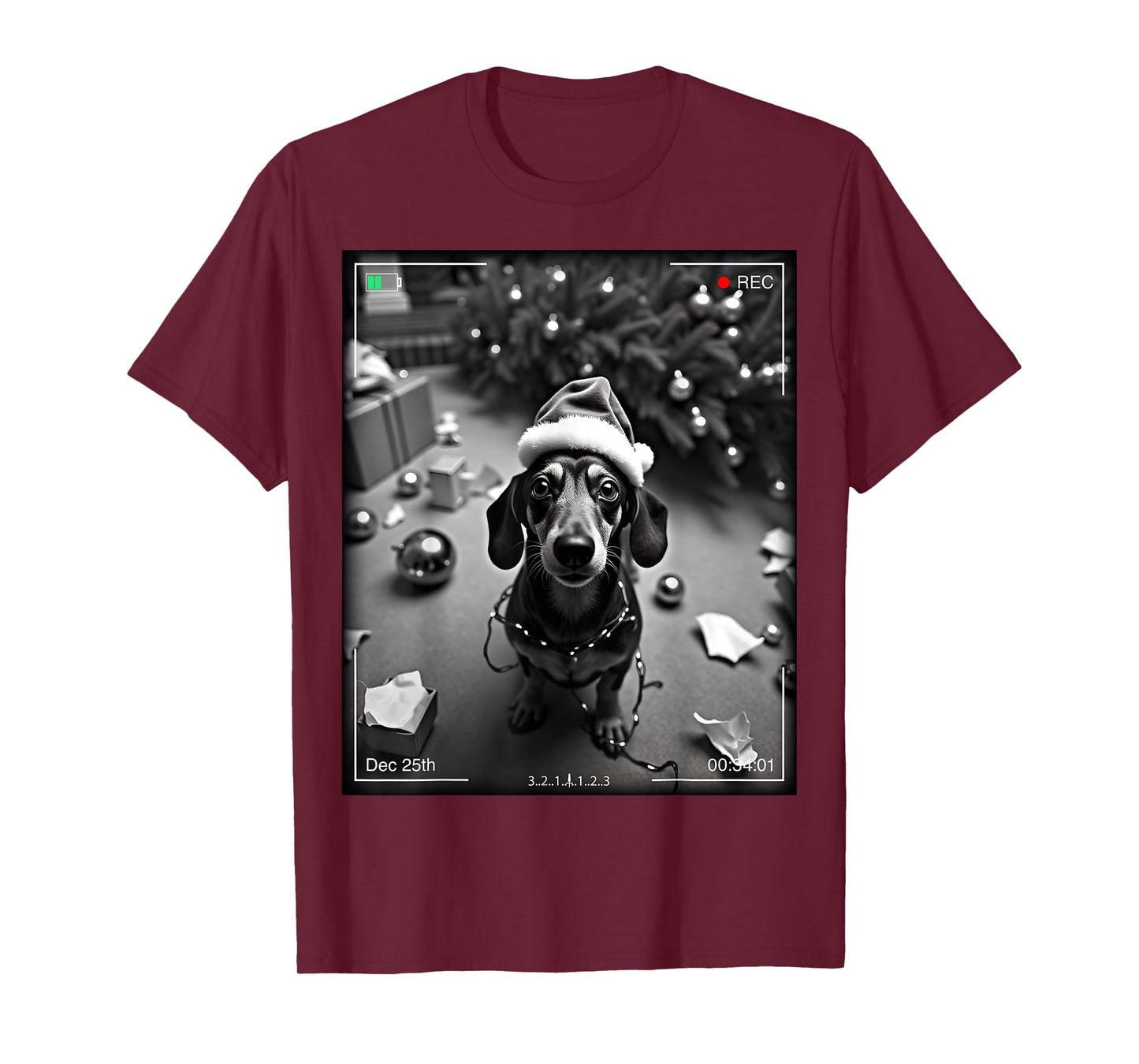 Christmas Dachshund Caught On Camera T-Shirt