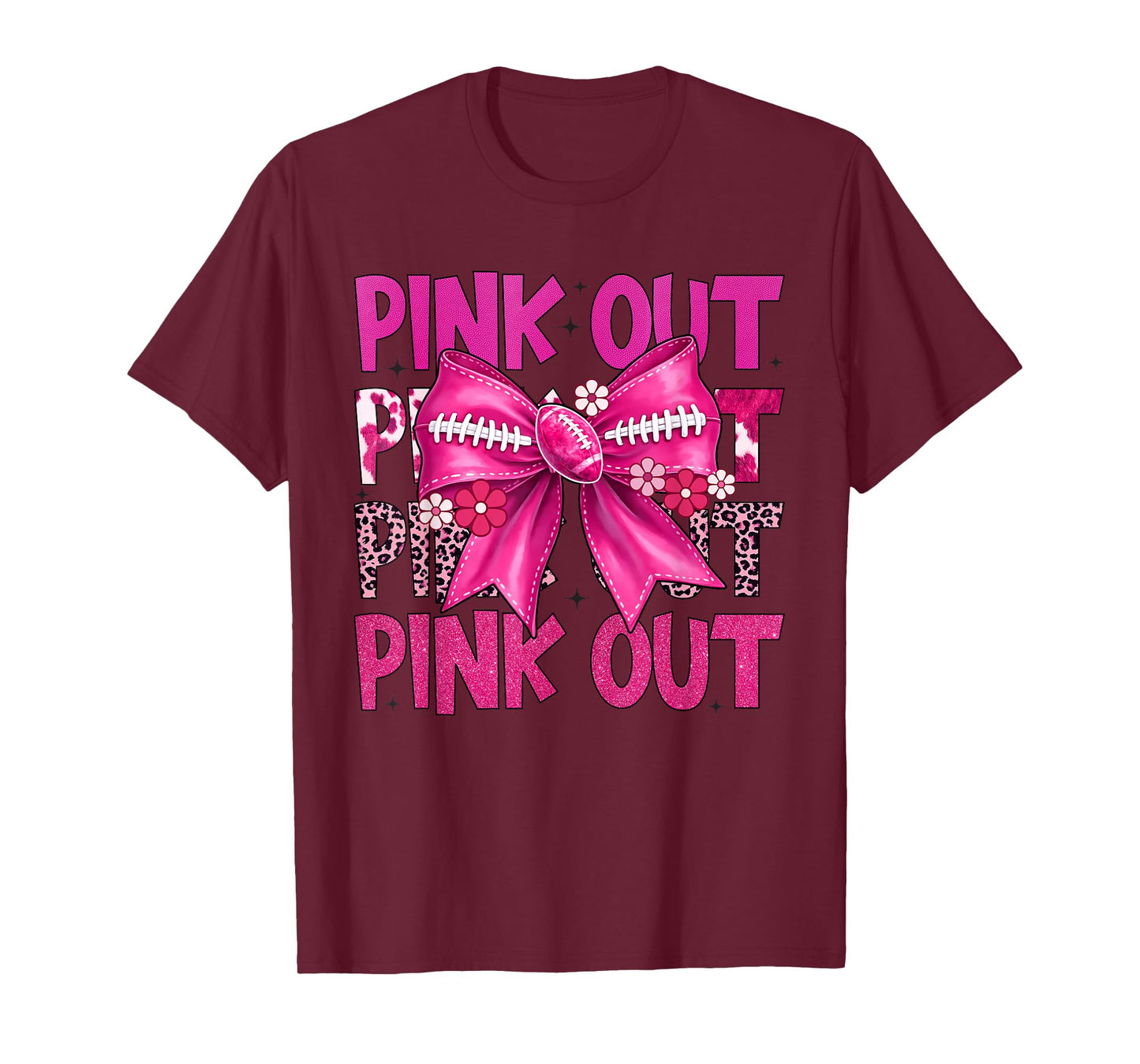 Pink Out Football Shirt with Bow for Women Girls T-Shirt