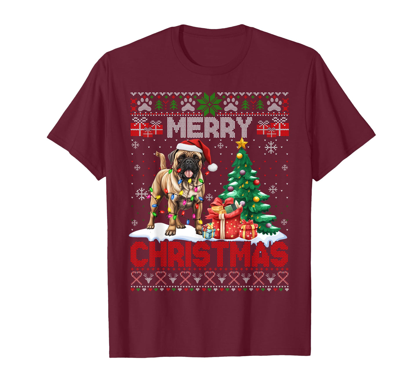 Merry Christmas Bullmastiff Lovers Family Ugly Xmas Sweater T-Shirt
