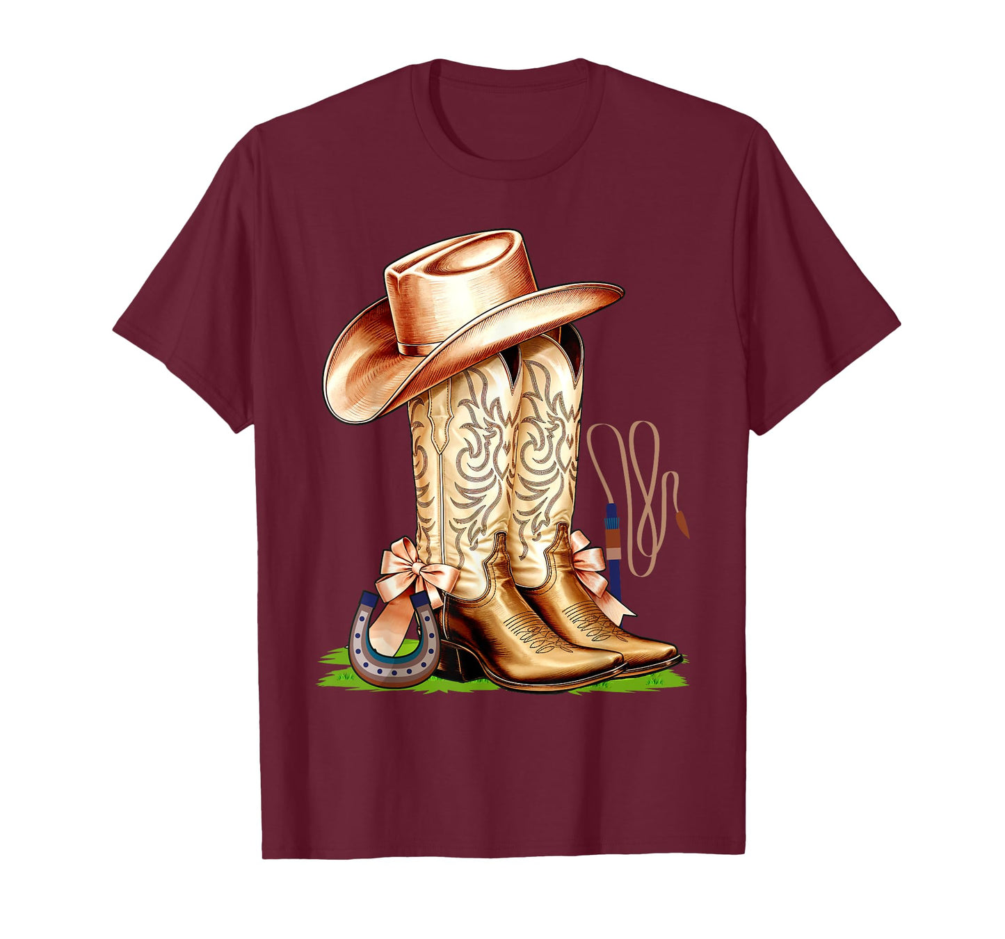 Coquette Pink Bow Cowboy Boots Cute Teen Girls, Women T-Shirt