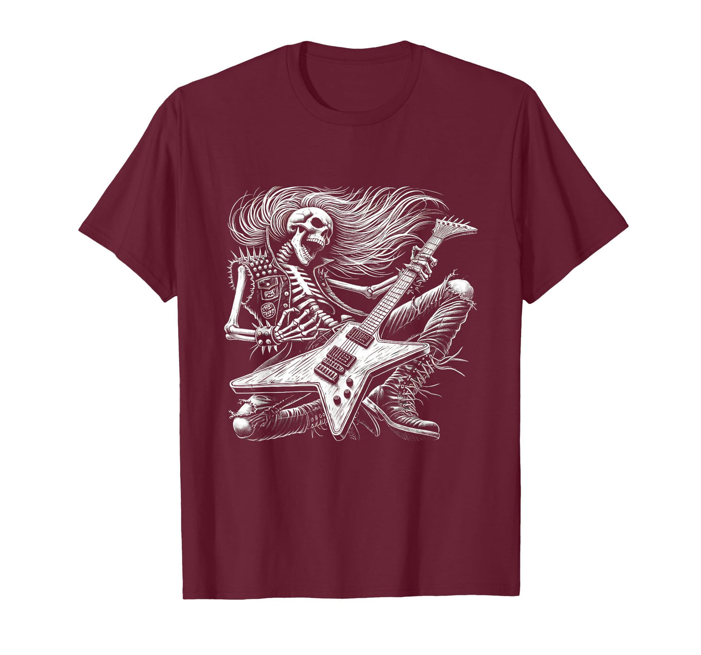 Skeleton Playing Guitar Music Gifts For Men Women Rock Band T-Shirt